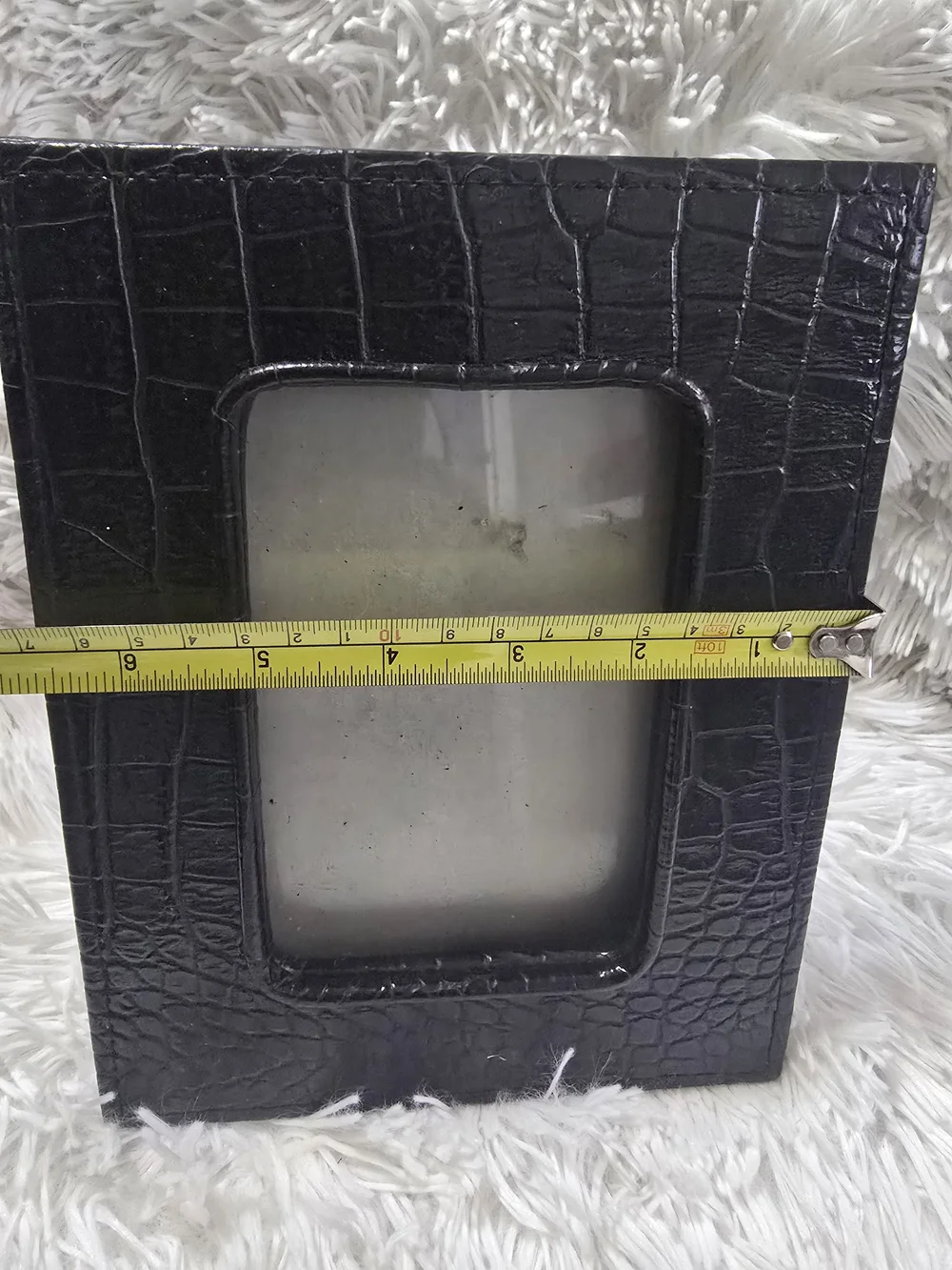 Textured Black Faux-Croc Photo Frame